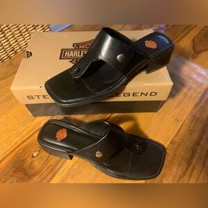 Women’s Harley Davidson Split Slip-On Thong Sandal, Black, #81493, Size 10